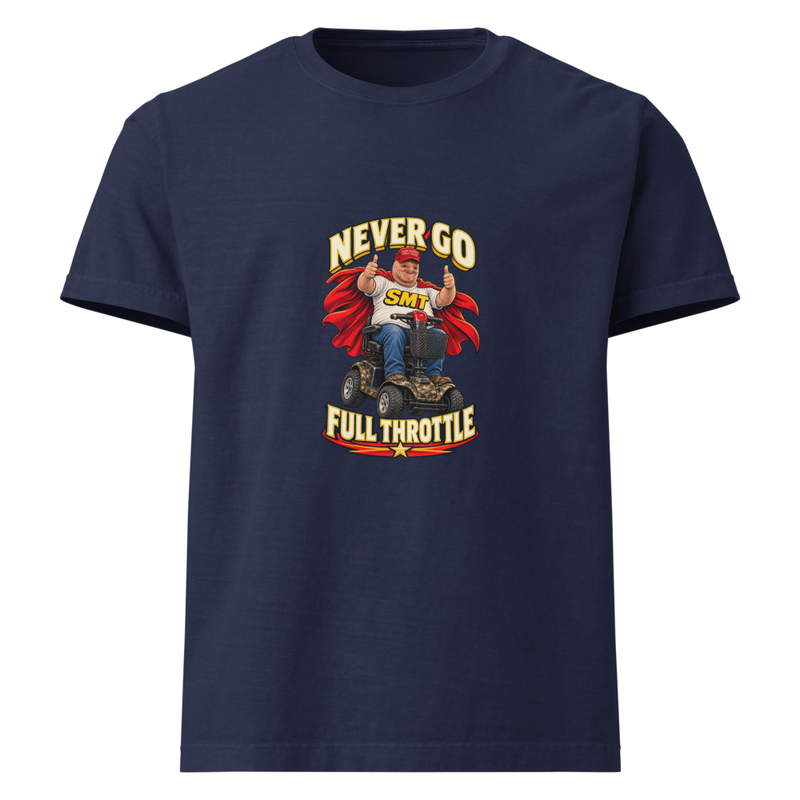 Never Go Full Throttle Tee — Navy